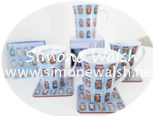 Irish Vintage Penny Sweets Four Mugs & Four Coasters Combo