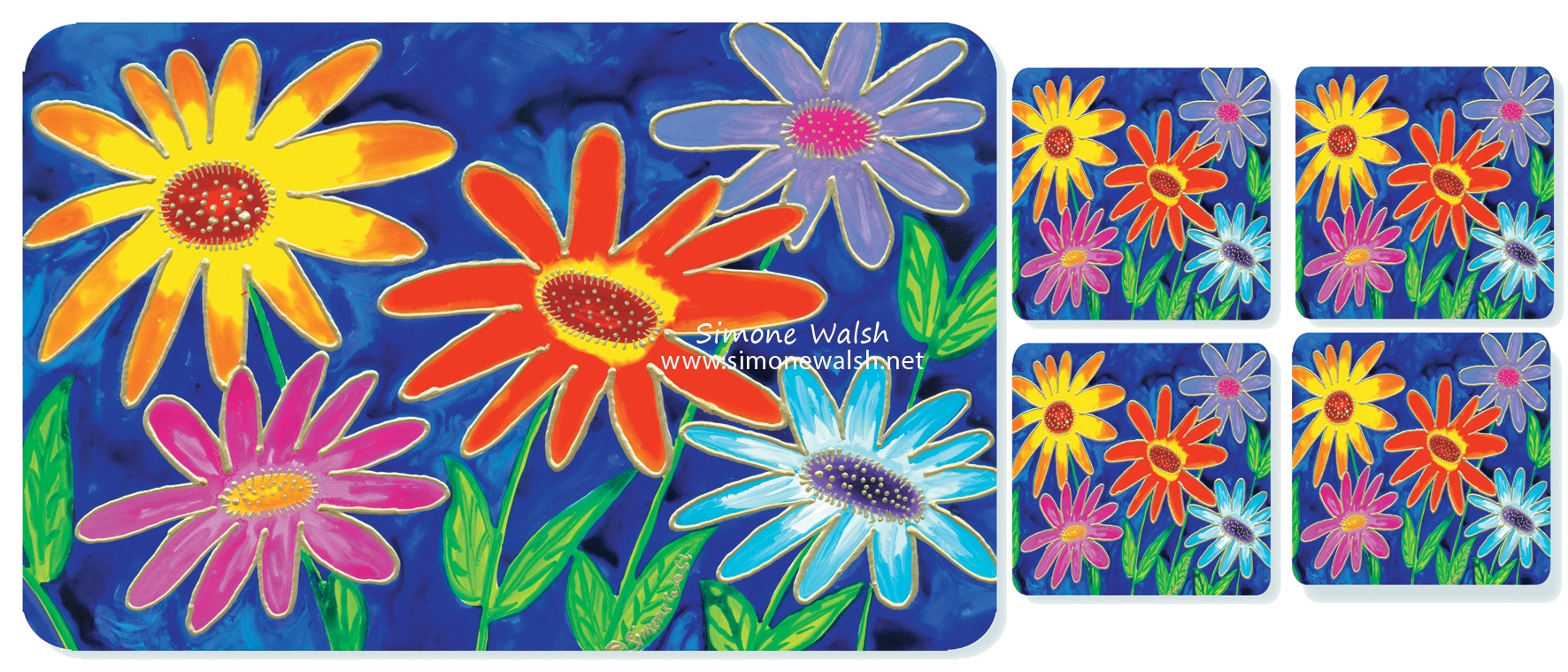 Z Anemone Flowers Table Mats Coasters Simone Walsh