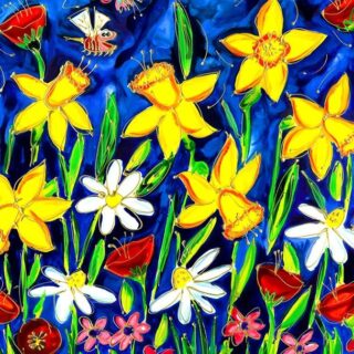 1st of March and the daffodils are blooming inspiring my "Field of Flowers" print!
