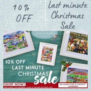 ***10% OFF this weekend only***

We know that Christmas shopping is tough work and last minute shopping is inevitable. So to help you bag those final few pressies we have an exclusive 10% OFF all items on our website for this weekend only. 

Visit our website and quote LASTMIN10 at checkout. But hurry, offer ends Sunday 12th December 2021. Island of Ireland deliveries only. 

#simonewalshartist #simonewalsh #shoplocal #supportlocal #d#designireland