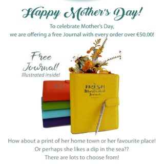 Free gift! Mother's Day is next Sunday!  We are offering a Free illustrated Journal with all orders over €50.00. These beautiful journals have illustrated dividers inside, lined, blank and dotted pages for all kinds of journalism and creativity! Low stock! View our video and purchase on line! www.simonwalsh.net
#mothersdaygiftideas #mothersdaygift #mothersday #mothersdayart #irishjournals #irishnotebooks #irishart # madelocal