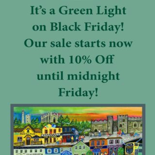 Our Green Friday SALE now on!
Buy Irish and Buy Local!
Use coupon code at checkout for 10% off our site:
green10
Valid until midnight Friday 25th November.
#madelocal #buyirish #irishprints #irishchristmasgifts #irishgiftguide #irishgiftingideas